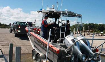 Boat being launched on a boat ramp